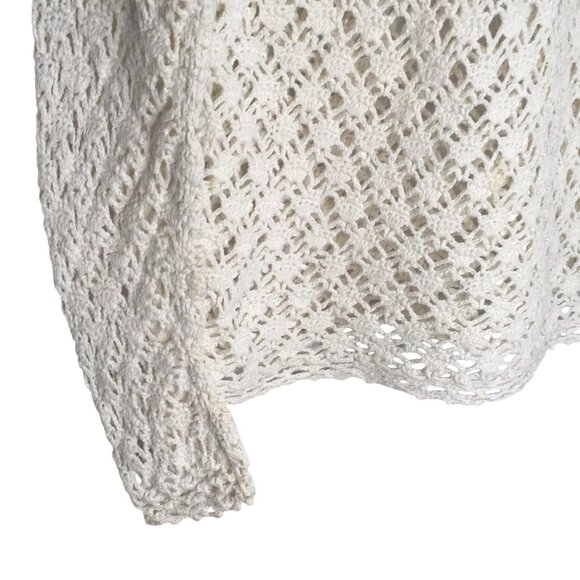 Vintage Tiara International Sweater Beachy Women Medium White Crochet Open Knit - Picture 5 of 14